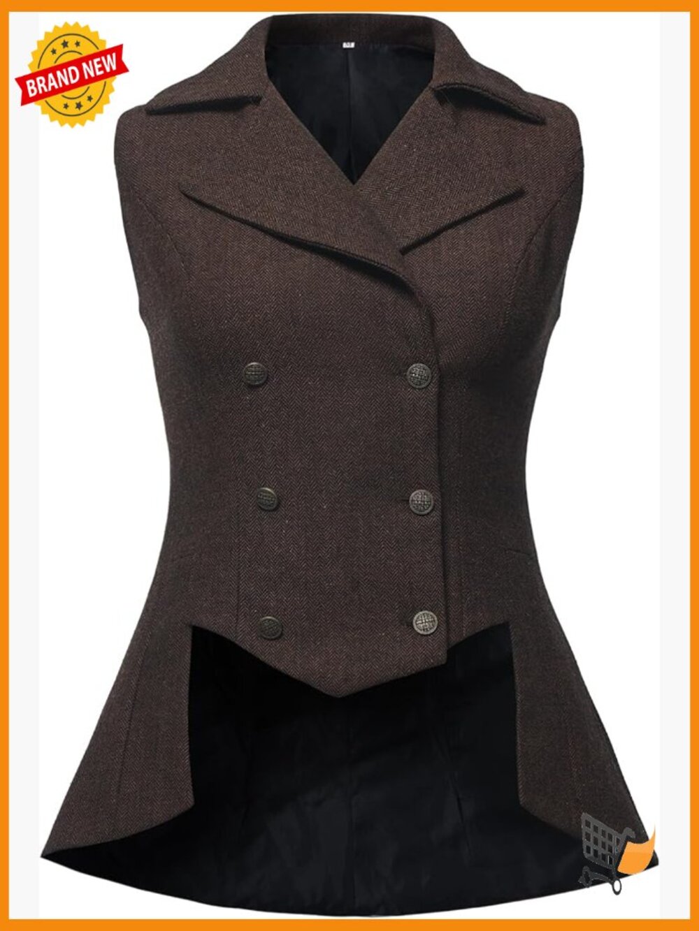 Victorian Waistcoat Tweed Vest Steampunk Tailcoat Renaissance Jacket Sleeveless - Picture 1 of 6